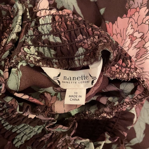 Nanette Lepore Dress Floral Smocked High Low Long Sleeve - Picture 5 of 5